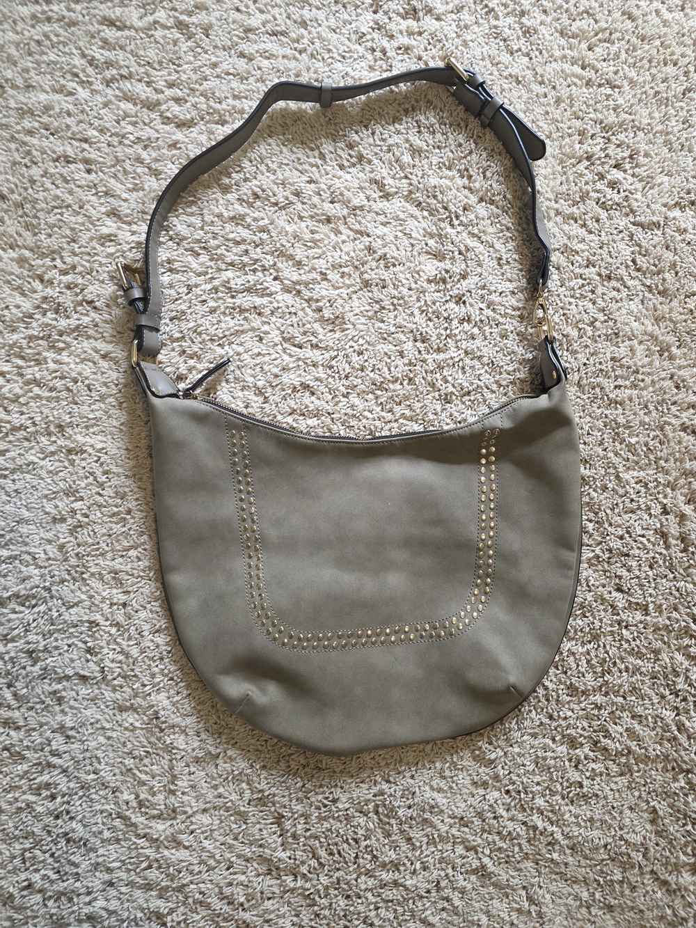 Classic Olive Green Hobo Bag with Stud Detail